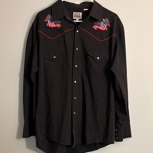 Ely Cattleman country Western Shirt ranch wear men’s button down flag eagle